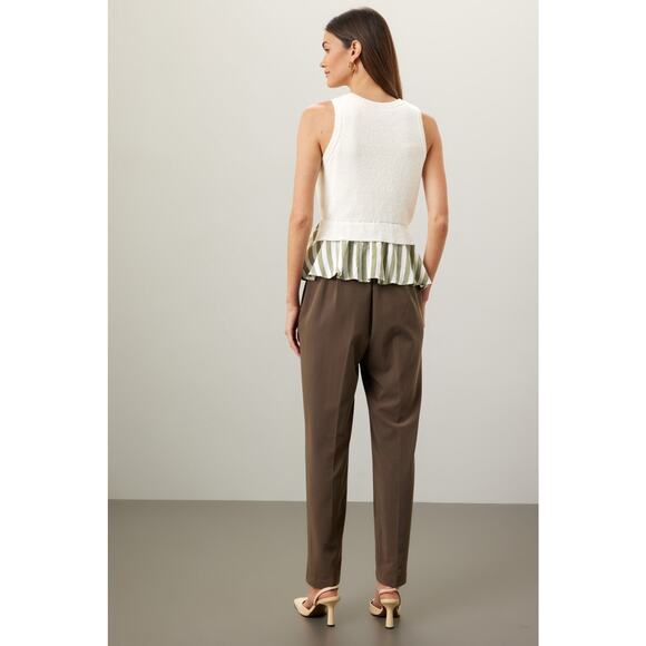 En Saison CeCe Sleeveless Knit Striped Hem Mixed Media Crewneck Top Size Large - Picture 4 of 14